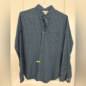 Goodfellow & Co Men’s Blue Plaid Long Sleeve Slim Fit Poplin Button-Up Shirt